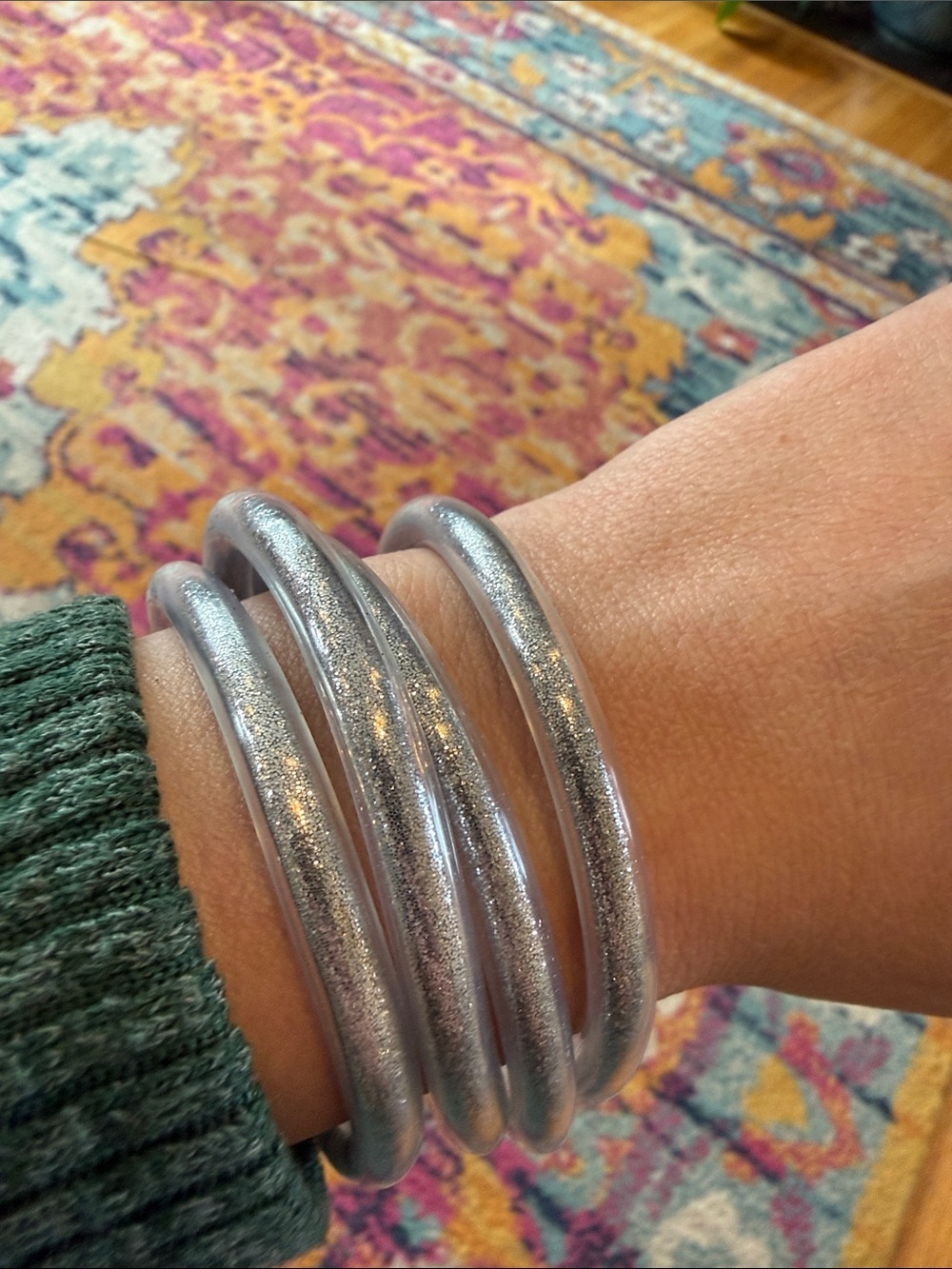 Plunder Silver Bracelet Set with Cream Ribbon - Picture 2 of 3